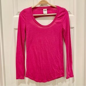VS PINK Magenta Fuchsia Open-Back Long Sleeve Tee